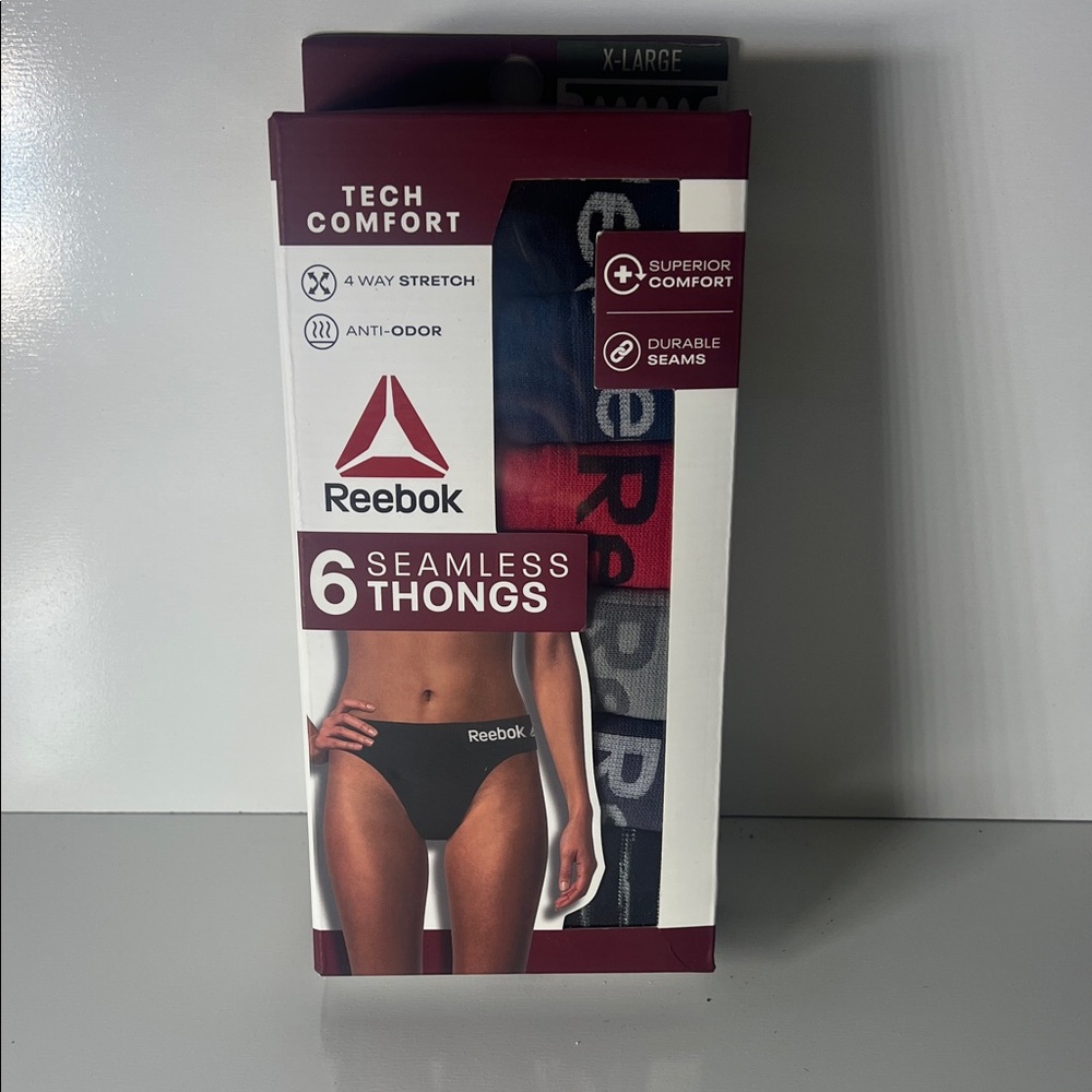 Reebok Seamless Thongs 6-Pack - Black and Red